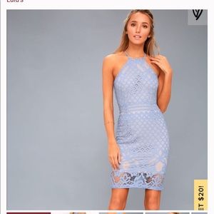 Lulus Steal A KISS Light Blue Lace Dress